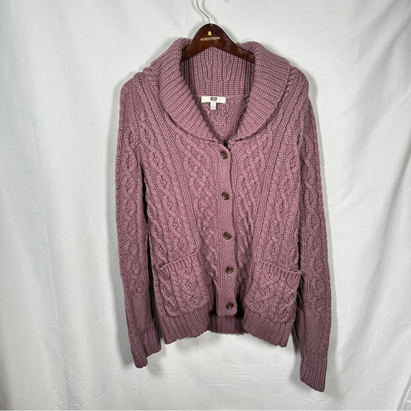 Etcetera Cable Knit Shawl Collar Cardigan Dusty Lilac Cottagecore S Cozycore - Picture 3 of 8
